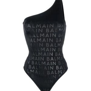 Balmain Black One-Shoulder Swimsuit